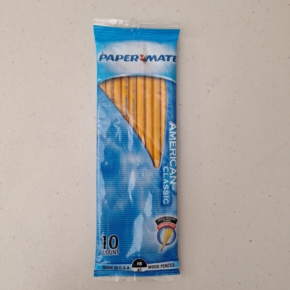 Vintage Paper Mate American NATURAL Wood Pencils 10 Count HB #2 USA NEW!
